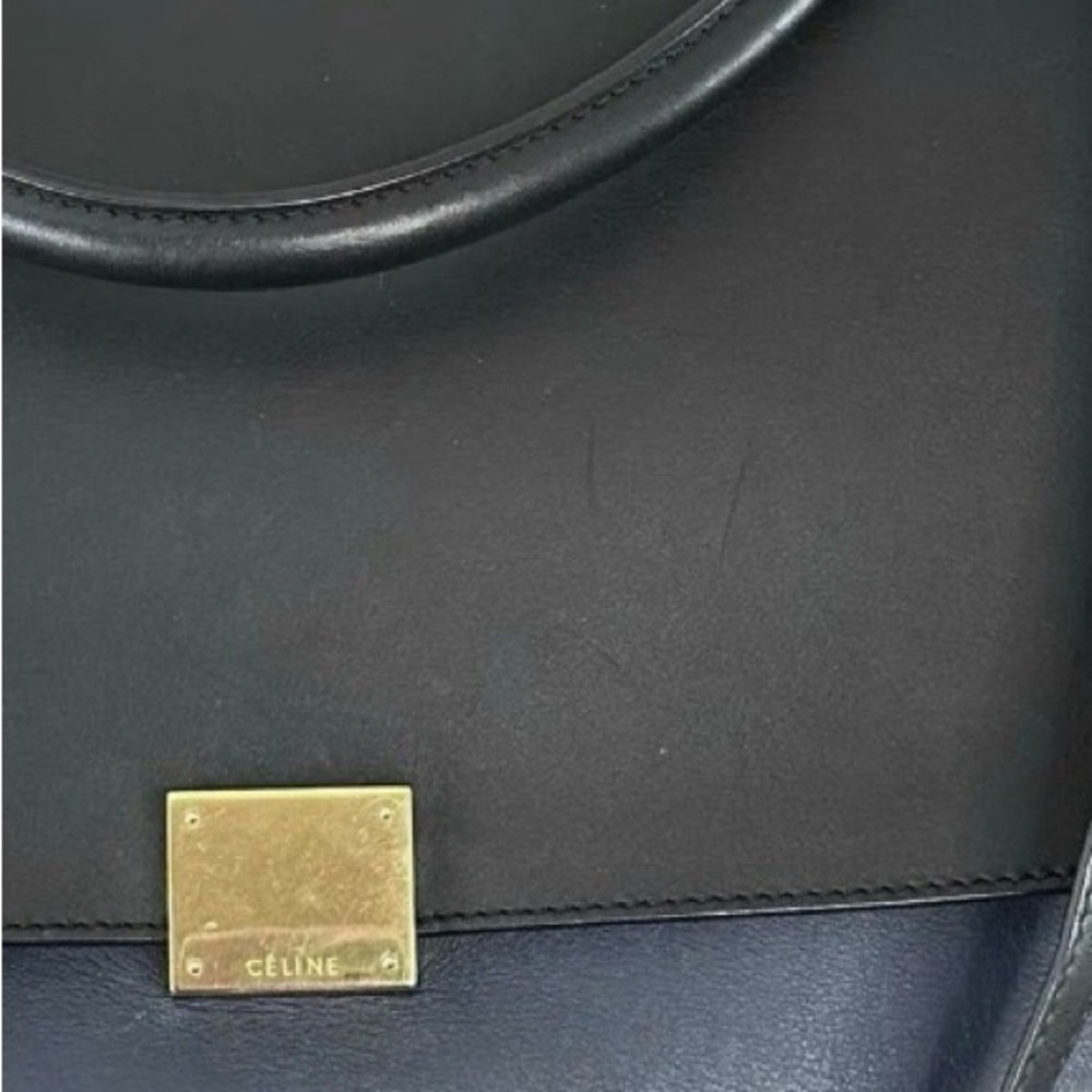 Celine Trapeze Black Navy Blue & Ivory Leather Two Way Bag - Picture 10 of 11